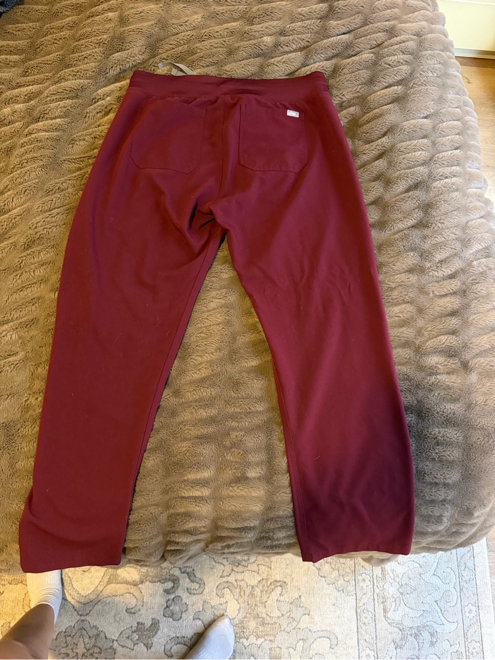 Figs Maroon Straight-Leg Drawstring Pants - Picture 2 of 4